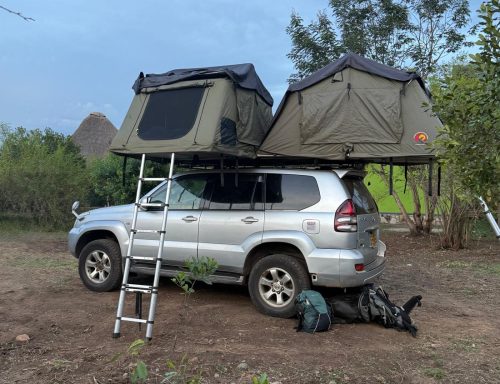 Hire a 4x4 with rooftop tent in Uganda for self-drive safari camping. Sleep inside national parks, save on lodge costs. Land Cruiser with RTT from $130/day.
